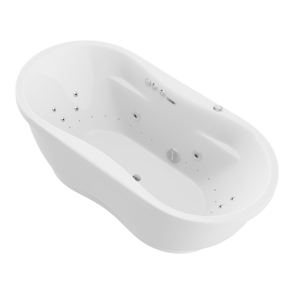 Anzzi Freestanding Whirlpool and Air Jetted Tub, 71.25 L, 35.8 W, White, Acrylic, Center FT-AZ102 - main
